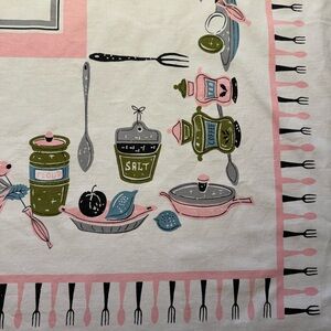 Vintage Cotton Kitchen Tablecloth 43“ X 50“ Super Nice!